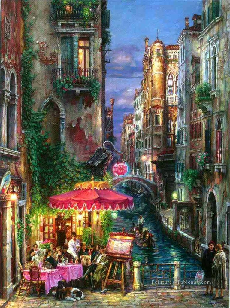 Parapluie Rouge Venise Peintures à l'huile